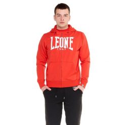 Bluza z bawełna z kaptur na co dzień na siłownię. Czerwone bluzy męskie LEONE 1947 APPAREL, bez wzorów, z bawełny, bez kaptura. W wyprzedaży za 181.87 zł.
