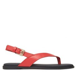 Sandały Tommy Hilfiger. Brązowe sandały damskie Tommy Hilfiger, bez wzorów, bez obcasa, na płaskiej podeszwie, bez zapięcia. Za 299.99 zł.