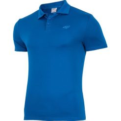 Koszulka treningowa polo męska TSMF004 - niebieski ciemny. Niebieskie koszulki polo męskie 4f, na lato, z materiału. W wyprzedaży za 99.99 zł.