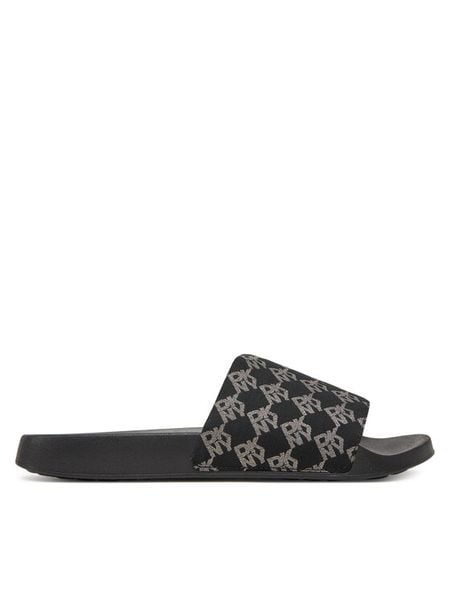 DKNY Klapki Zella K2533210 Czarny. Czarne klapki damskie DKNY, bez wzorów, z materiału, bez obcasa. Za 126.99 zł.