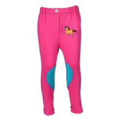 Spodnie dla dziewcząt Horka Minis. Czerwone spodnie sportowe dla dziewczynek Horka, z aplikacjami, do jazdy konnej. Za 216.50 zł.