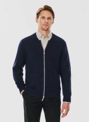 PAKO LORENTE – Sweter męski rozpinany w granatowym kolorze. Kardigany męskie Pako Lorente, m, bez wzorów, z bawełny. Za 119.99 zł.