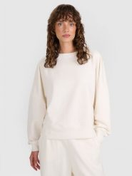 4F Bluza dresowa nierozpinana bez kaptura damska - beżowa S. Brązowe bluzy sportowe damskie 4f, l, bez wzorów, z bawełny, bez kaptura. Za 179.99 zł.