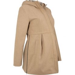 Płaszcz ciążowy z kapturem, z regulacją obwodu bonprix beżowy. Płaszcze damskie marki FOUGANZA. Za 124.99 zł.