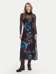 Desigual Sukienka codzienna Watercolor Lacroix 25WWVK03 Czarny Regular Fit. Czarne sukienki damskie Desigual, na co dzień, l, bez wzorów, z syntetyku, bez kołnierzyka, bez ramiączek, proste. Za 439.99 zł.