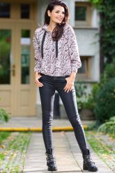 Wzorzysta Bluza z Kapturem - Szara. Szare bluzki damskie Awama, l, bez wzorów, z materiału, z kapturem. Za 219.90 zł.