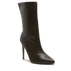Botki DeeZee. Zielone botki damskie DeeZee, bez obcasa, na szpilce, bez zapięcia. Za 189.99 zł.