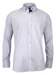 Męska, Taliowana Koszula Slim-Fit, Długi Rękaw - 100% BAWEŁNA- Liliowa. Koszule męskie Chiao, m, bez wzorów, z bawełny, biznesowe, bez kołnierzyka, bez ramiączek. Za 169.00 zł.
