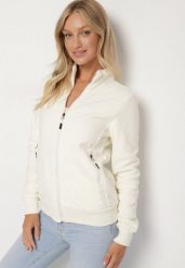 Biały Polar Bluza Rozpinana z Bawełną Nerrive. Białe bluzy damskie Born2be, xl, bez wzorów, z bawełny, bez kaptura. Za 89.99 zł.