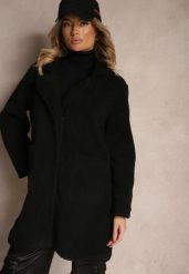 Czarny Płaszcz z Futerkiem na Napy z Kieszeniami Porttiana. Czarne płaszcze damskie Renee, na zimę, l, bez wzorów, z futra, bez kaptura. Za 129.99 zł.
