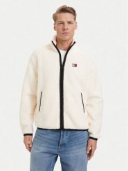 Tommy Jeans Polar Teddy DM0DM22345 Biały Relaxed Fit. Białe bluzy męskie Tommy Jeans, l, bez wzorów, z jeansu, bez kaptura. Za 529.99 zł.