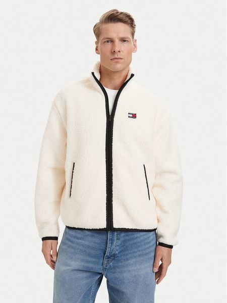 Tommy Jeans Polar Teddy DM0DM22345 Biały Relaxed Fit. Białe bluzy męskie Tommy Jeans, m, bez wzorów, z jeansu, bez kaptura. Za 529.99 zł.