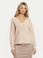Guess Sweter W5RR03 Z3K70 Beżowy Regular Fit. Brązowe swetry damskie Guess, xs, z aplikacjami, z bawełny, bez kołnierzyka, bez ramiączek, bez kaptura. Za 339.99 zł.