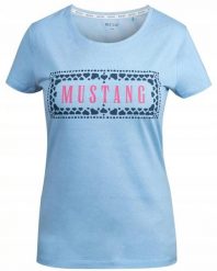 Koszulka Damska Mustang Sportowa Bawełna Logo. Niebieskie koszulki sportowe damskie Mustang, l, bez wzorów, z bawełny, bez kołnierzyka, bez ramiączek. Za 69.00 zł.