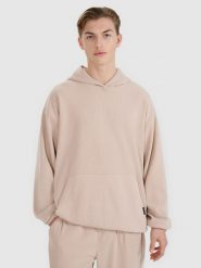 4F Bluza dresowa nierozpinana z kapturem męska - beżowa S. Brązowe bluzy męskie 4f, m, bez wzorów, z dresówki, z kapturem. W wyprzedaży za 79.99 zł.