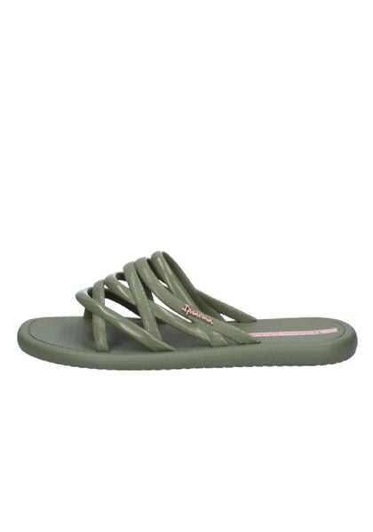 Klapki damskie Ipanema Meu Sol Slide. Zielone klapki damskie Ipanema, bez wzorów, z materiału, sportowe, bez obcasa. Za 138.00 zł.