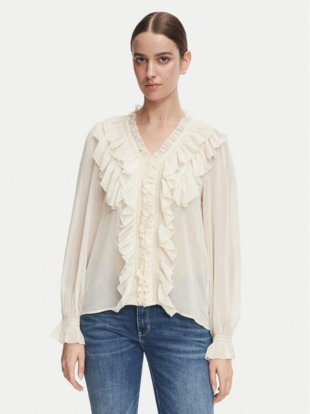 Morgan Bluzka 252-CATHY Beżowy jasny Regular Fit. Brązowe bluzki damskie Morgan, bez wzorów, z syntetyku, bez kołnierzyka, bez ramiączek. Za 299.99 zł.
