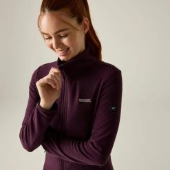 Damska bluza polarowa Harrow z zamkiem błyskawicznym. Fioletowe bluzy damskie Regatta, l, bez wzorów, z materiału, bez kaptura. Za 159.50 zł.