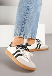 Beżowo-Czarne Sneakersy Kultowe Tenisówki z Dodatkowymi Sznurowadłami Zarinoa. Brązowe trampki i tenisówki damskie Renee, bez wzorów, z jeansu, bez zapięcia. Za 99.99 zł.