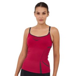 Bezrękawnik damski z topem Brubeck FITNESS. Czerwone koszulki sportowe damskie Brubeck, bez wzorów, z elastanu, bez kołnierzyka, bez ramiączek, do biegania. W wyprzedaży za 59.49 zł.