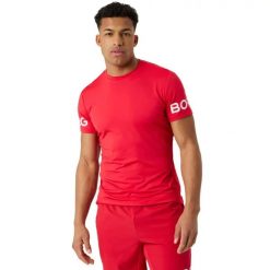 T-shirt Björn Borg. Czerwone t-shirty męskie Björn Borg, l, bez wzorów, z elastanu, bez kołnierzyka. Za 196.00 zł.