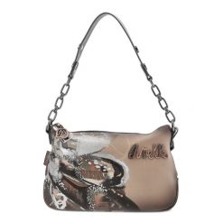Brązowa Designerska Damska Torebka Anekke. Brązowe listonoszki damskie Anekke, bez wzorów, z materiału, eleganckie, z nadrukiem, bez dodatków. Za 329.00 zł.