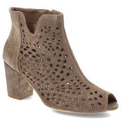 Brązowe Botki Exquisite Damskie Modne Obuwie. Brązowe kozaki damskie EXQUISITE, ze skóry, bez obcasa, na słupku. Za 369.00 zł.
