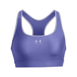 Biustonosz dla kobiet Under Armour HeatGear Mid Padless. Niebieskie koszulki sportowe damskie Under Armour, m, bez wzorów, bez kołnierzyka, bez ramiączek, na fitness i siłownię. Za 128.99 zł.