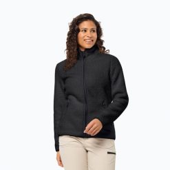 Bluza polarowa damska Jack Wolfskin High Curl. Czarne bluzy sportowe damskie Jack Wolfskin, bez wzorów, z polaru, bez kaptura, trekkingowe. Za 409.99 zł.