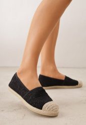 Czarne Koronkowe Espadryle z Plecionką na Nosku Zynava. Czarne espadryle damskie Born2be, na lato, bez wzorów, z jeansu, klasyczne, bez obcasa, bez zapięcia. Za 69.99 zł.