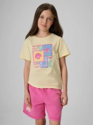 T-shirt regular z nadrukiem dziewczęcy 4F 4FJRSS26TTSHF4418. Czerwone t-shirty i topy dla dziewczynek 4f, bez wzorów, z bawełny, bez ramiączek. Za 34.99 zł.