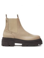 Tommy Hilfiger Sztyblety Combat FW0FW08089 Beżowy. Brązowe botki damskie Tommy Hilfiger, ze skóry, bez obcasa, na płaskiej podeszwie, bez zapięcia. Za 399.99 zł.