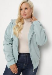Jasnoniebieska Bluza z Dodatkiem Bawełny i Kapturem Ozdobiona Sznurkami Alisara. Niebieskie bluzy damskie Born2be, xl, bez wzorów, z bawełny. Za 44.99 zł.