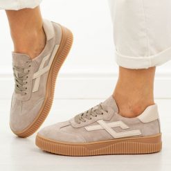 Khaki skórzane półbuty damskie Cambell 40345. Brązowe półbuty damskie Cambell, na jesień, bez wzorów, z dresówki, casualowe, z okrągłym noskiem, bez obcasa, bez zapięcia. W wyprzedaży za 210.32 zł.