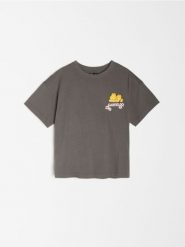 Bawełniana koszulka Garfield - szary. Szare t-shirty damskie Sinsay, l, bez wzorów, z bawełny, bez kołnierzyka. Za 39.99 zł.