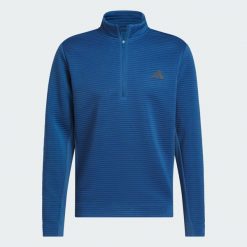Zakładana przez głowę bluza Ultimate365 Dwr Textured Quarter Zip. Niebieskie bluzy męskie Adidas, l, bez wzorów, z materiału, bez kaptura, na golfa. Za 329.00 zł.