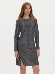 DKNY Sukienka koktajlowa DD4GAA85 Srebrny Regular Fit. Szare sukienki damskie DKNY, bez wzorów, z syntetyku, wizytowe, bez kołnierzyka, bez ramiączek. Za 409.99 zł.