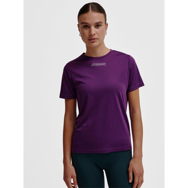 Koszulka damska Hummel Tola. Fioletowe t-shirty damskie Hummel, bez wzorów, z dżerseju, sportowe, bez kołnierzyka. Za 113.50 zł.