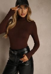 Brązowy Golf z Bawełną w Klasycznym Stylu Reiredia. Brązowe swetry damskie Renee, bez wzorów, z bawełny, klasyczne, bez kołnierzyka, bez ramiączek, bez kaptura. Za 59.99 zł.