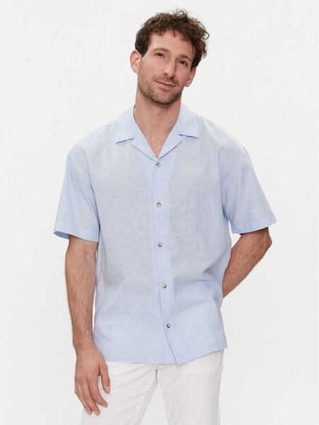 Jack & Jones Koszula Summer 12248382 Niebieski Relaxed Fit. Niebieskie koszule męskie Jack & Jones, m, bez wzorów, z bawełny, bez kołnierzyka, bez ramiączek. Za 89.99 zł.