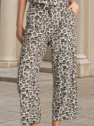 Spodnie culotte w panterkę - wielobarwny. Spodnie materiałowe damskie Sinsay, l, bez wzorów, z materiału. W wyprzedaży za 29.99 zł.