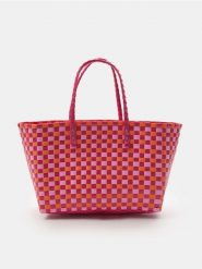 Pleciona torba shopper w kratkę - wielobarwny. Torebki shopper damskie Sinsay, bez wzorów, bez dodatków. Za 39.99 zł.