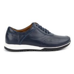 Olivier Buty męskie skórzane casual 902KNT granatowe niebieskie. Niebieskie półbuty na co dzień męskie casualowe, bez zapięcia. Za 367.89 zł.