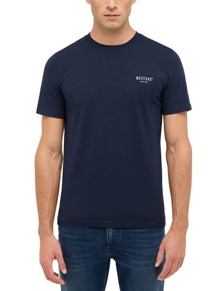 Męski T-Shirt Mustang Style Austin Dark Sapphire 1017134 4136. Niebieskie t-shirty męskie Mustang, m, bez wzorów, bez kołnierzyka. Za 69.99 zł.