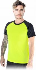 TS-BILBAO - T-shirt z siateczk doskonała wentylacja widoczność męski dzianina 100% poliester 130-135 g/m2 okrągły dekol - żółto-czarny L. Czarne t-shirty męskie Reis, l, bez wzorów, z dzianiny, bez kołnierzyka. Za 21.18 zł.