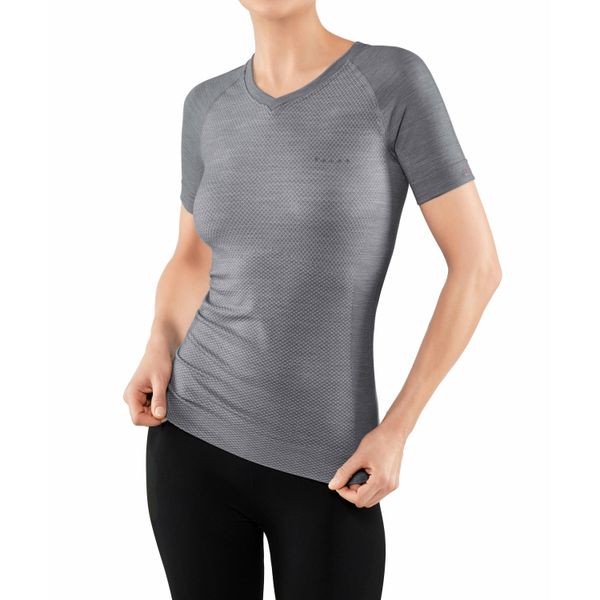 Koszulka damska Falke Wool-Tech Light. Szare koszulki sportowe damskie Falke, xs, bez wzorów, z elastanu, bez kołnierzyka. Za 367.00 zł.