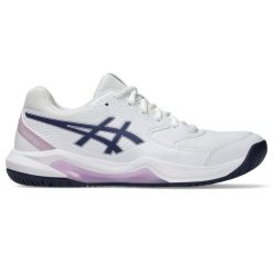 Damskie buty do tenisa Asics Gel-Dedicate 8. Białe obuwie sportowe damskie Asics, bez wzorów, tenisowe. Za 326.50 zł.