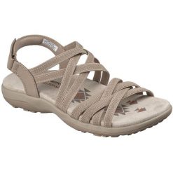 Sandały damskie Skechers Reggae Slim Summer Getaway. Brązowe sandały damskie Skechers, bez wzorów, z materiału, bez obcasa, bez zapięcia. Za 390.00 zł.