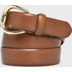 Lauren Ralph Lauren - Pasek skórzany Bennington. Brązowe paski damskie Lauren Ralph Lauren, w paski, z materiału. Za 219.90 zł.