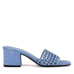 Klapki Eva Minge. Niebieskie klapki damskie Eva Minge, bez wzorów, bez obcasa. Za 319.99 zł.